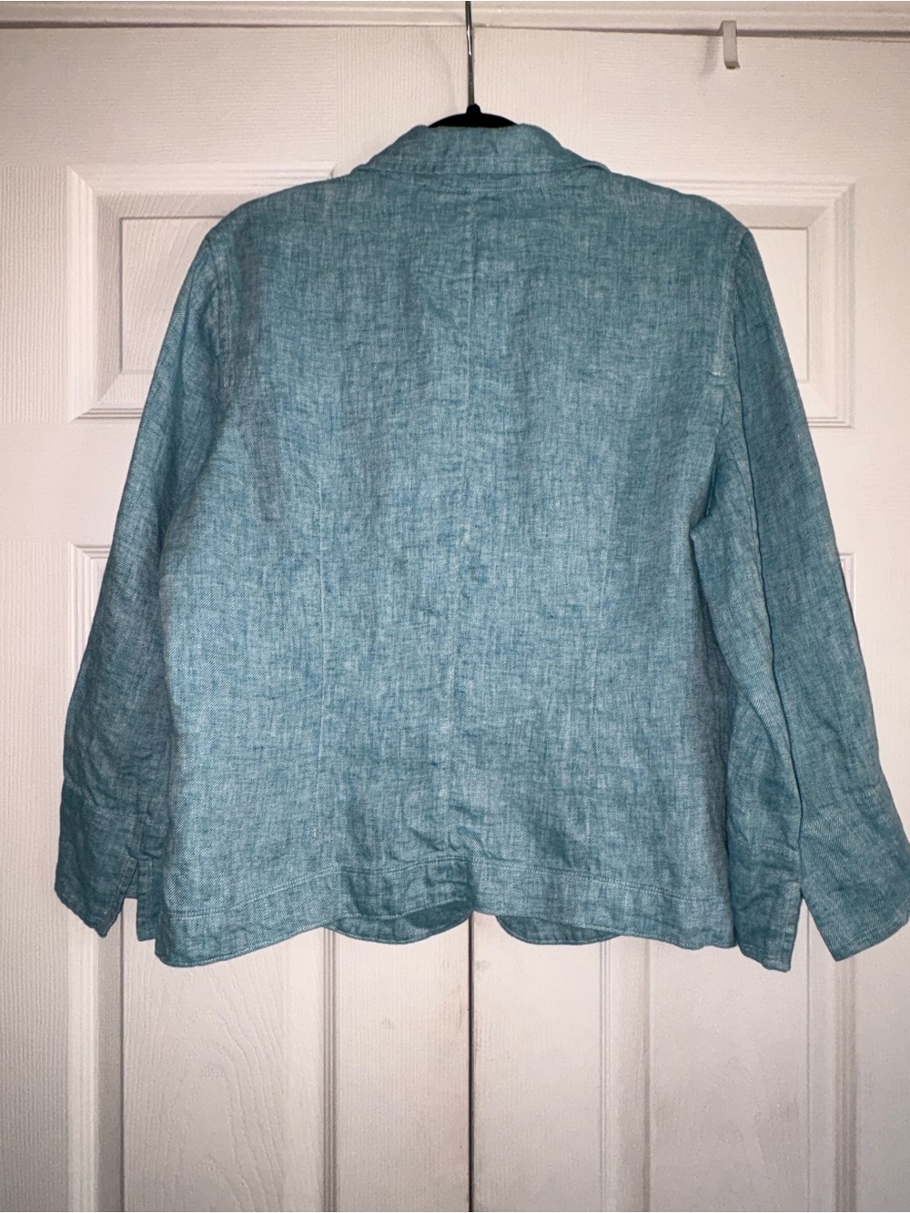 Jones New York Teal-Blue Linen Blend Three-Button Blazer - Picture 12 of 16